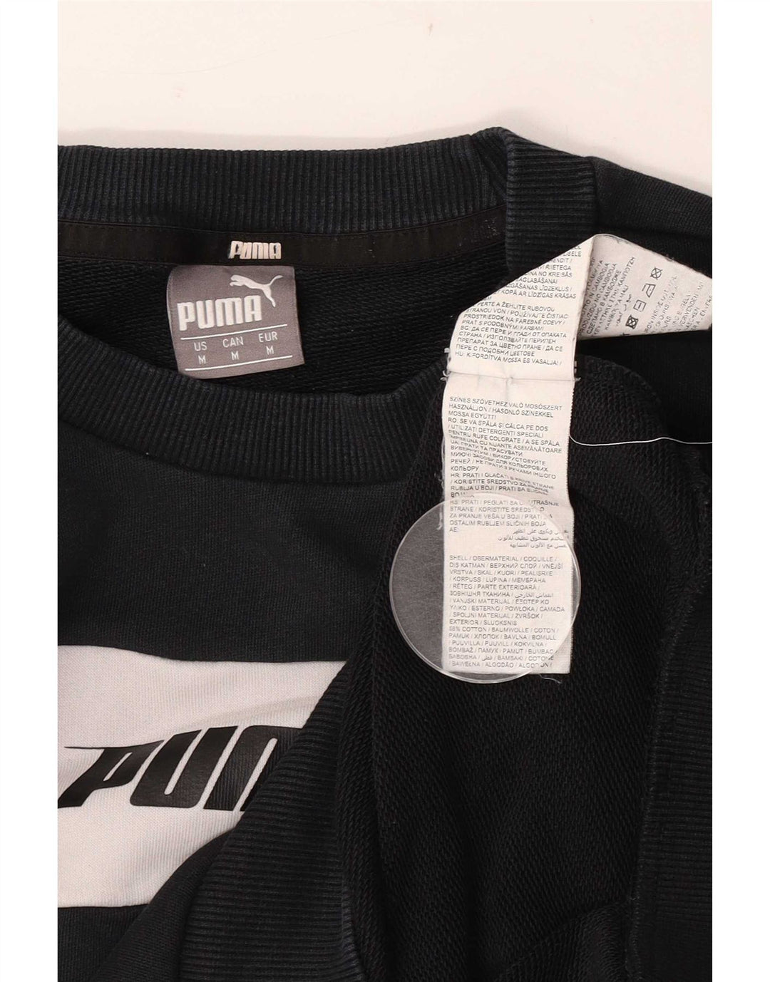 Felpa da uomo Puma Maglia media nera in cotone color block
