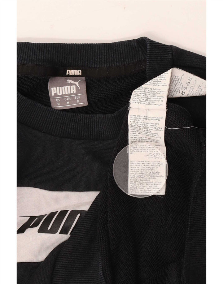 Felpa da uomo Puma Maglia media nera in cotone color block