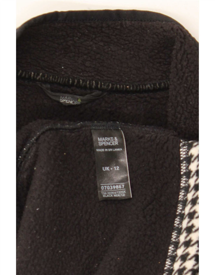Giacca in pile Sherpa da donna Marks & Spencer UK 12 Medium Black Pied de poule
