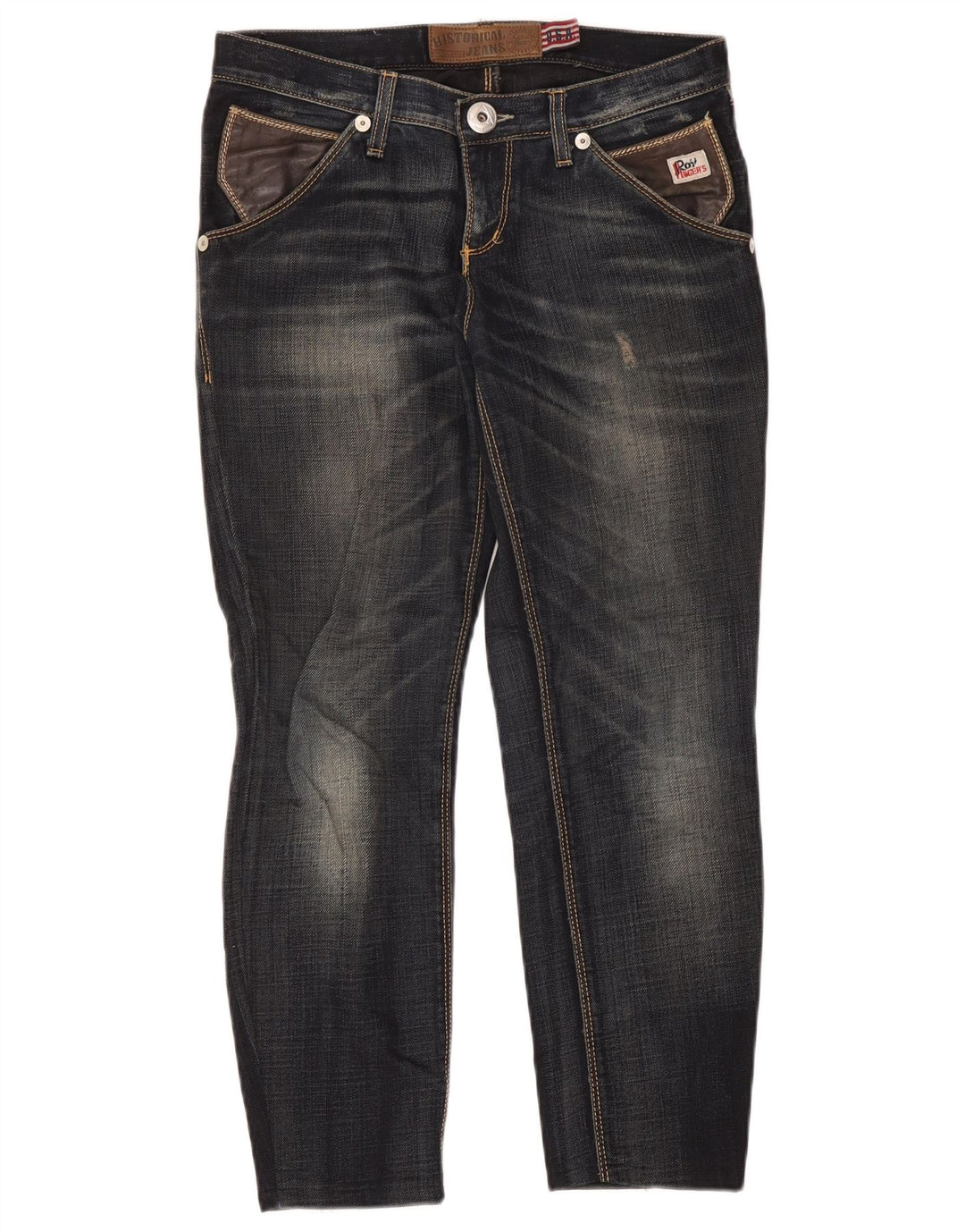 Jeans slim invecchiati da donna Roy Rogers W28 L26 Blu