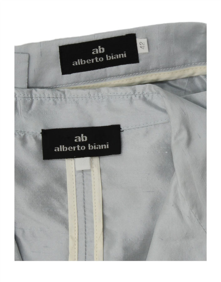 Set gonna da donna in 2 pezzi a 3 bottoni Alberto Biani IT 42 medio W26 seta blu
