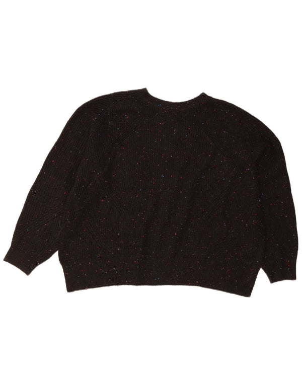 Marks & Spencer maglione da donna con scollo a barchetta UK 16 grande nero screziato