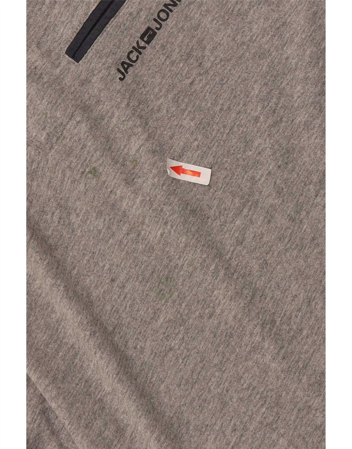 Polo da uomo Jack & Jones in cotone color block grigio medio