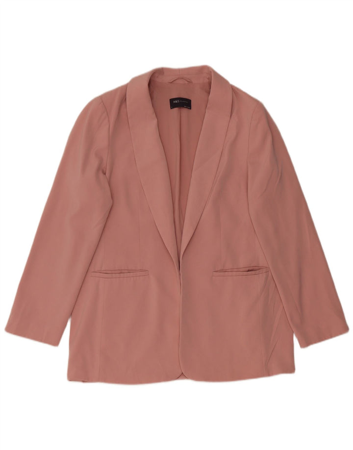 Giacca blazer aperta da donna Marks & Spencer UK 14 grande poliestere rosa