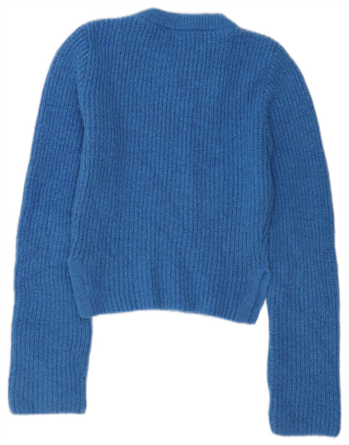 Maglione corto girocollo da donna Zara UK 12 Poliestere blu medio