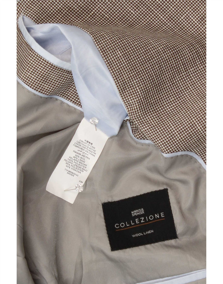 Giacca blazer a 2 bottoni Marks & Spencer da uomo UK 48 2XL lana marrone