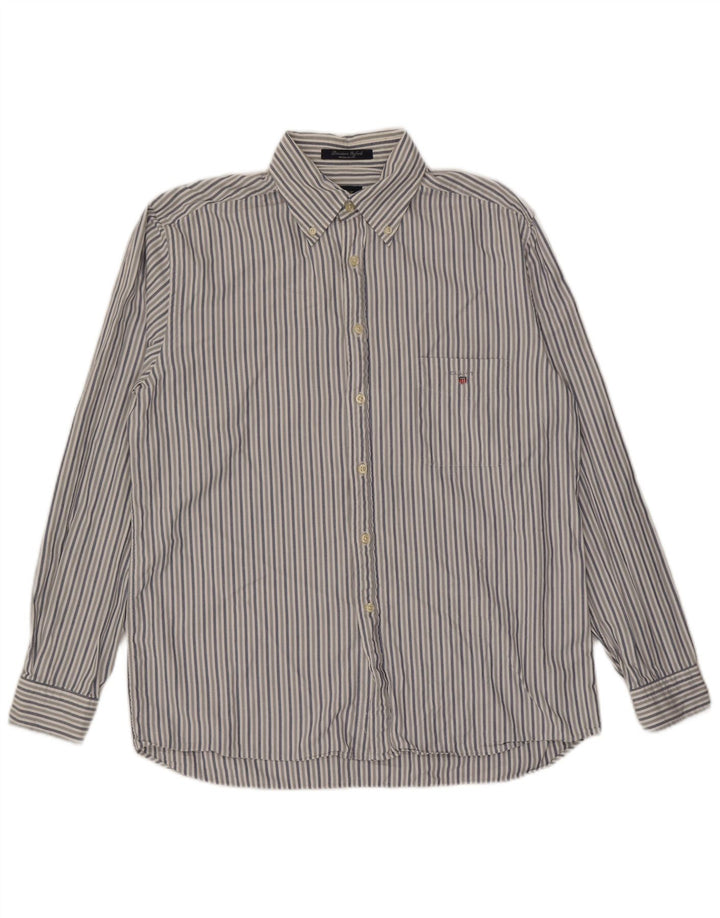 Camicia Gant Uomo Cotone Rigato Blu Medio