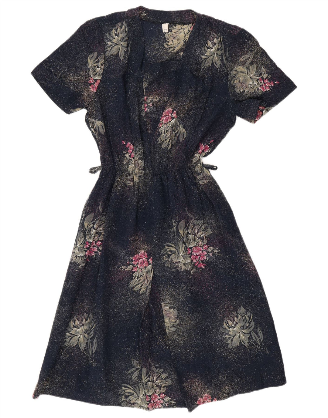 Set 2 pezzi VINTAGE da donna IT 50 XL Poliestere floreale blu navy