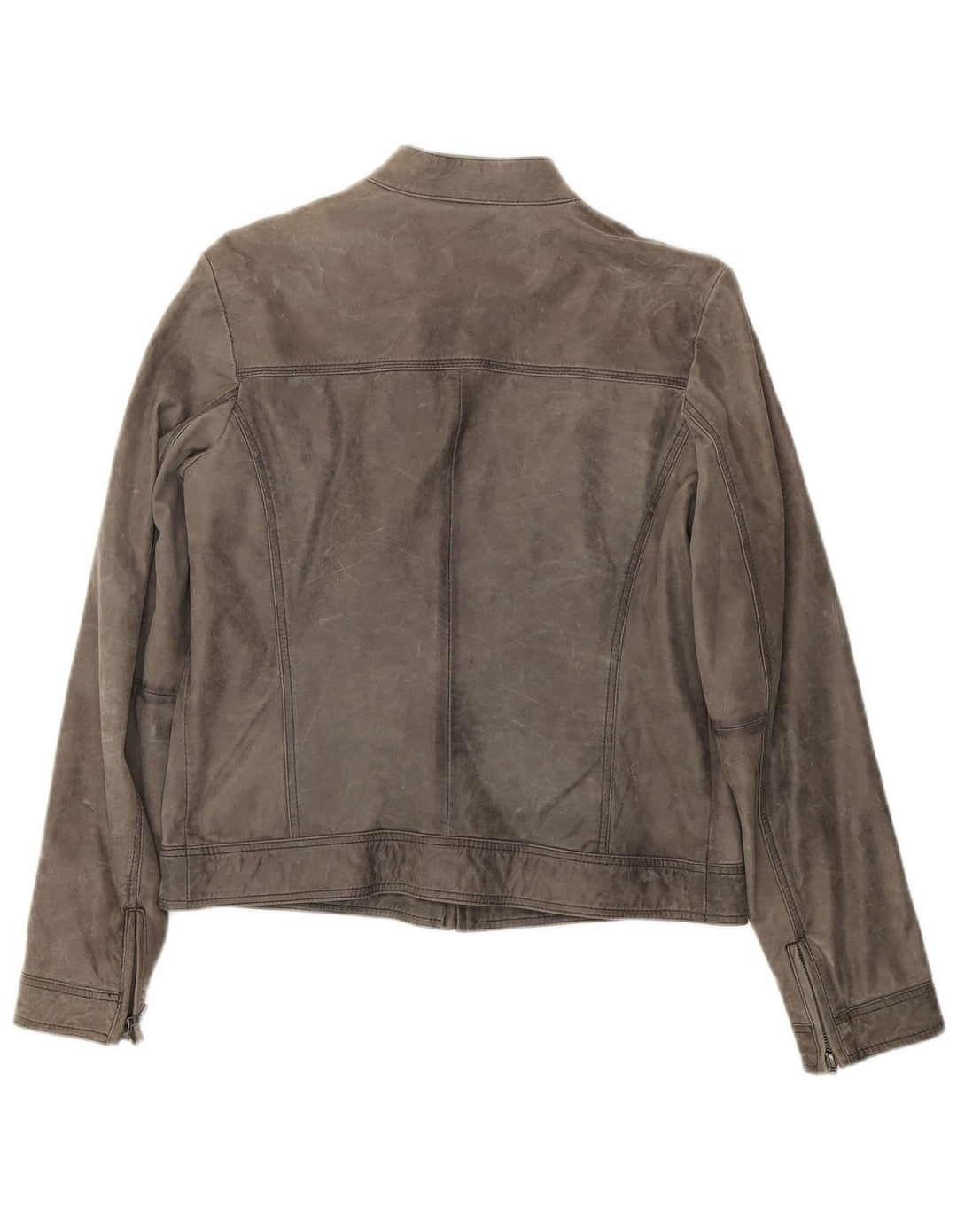 Giacca in pelle scamosciata da donna Mango UK 16 Grande pelle di pecora grigia