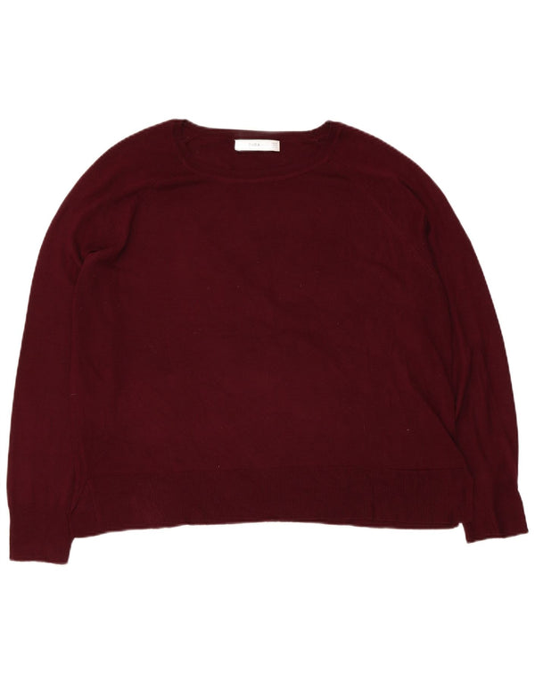 Maglione maglione con scollo a barca da donna Zara UK 14 Borgogna medio