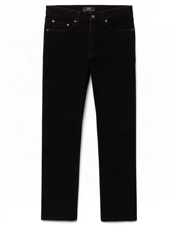 Jeans dritti da uomo Marks & Spencer W32 L31 cotone nero