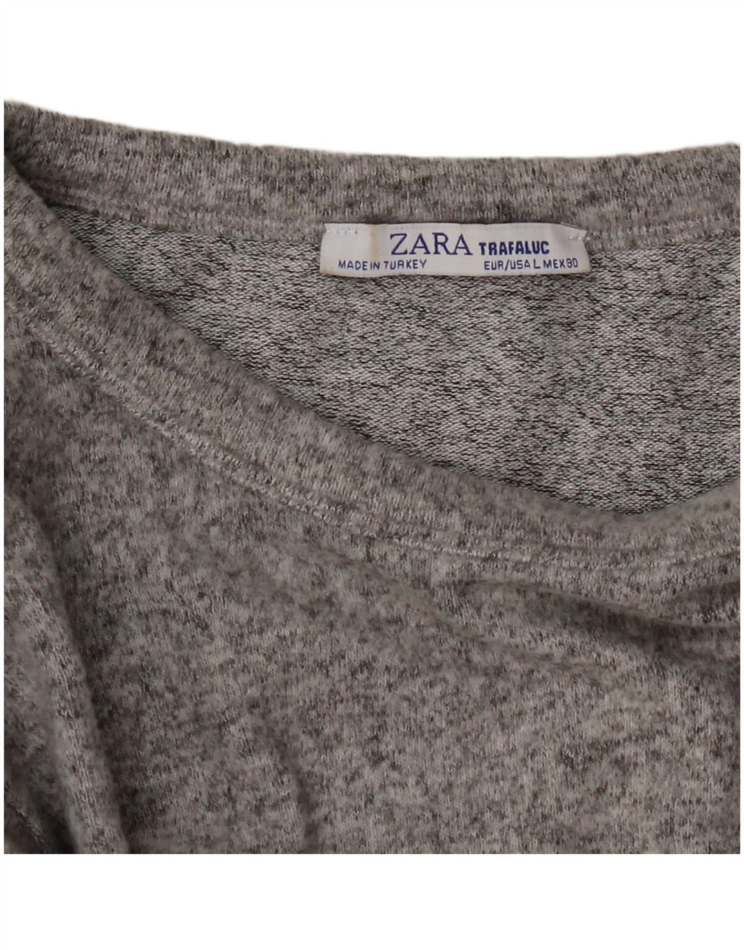 Top corto da donna Zara a maniche lunghe UK 14 grande grigio