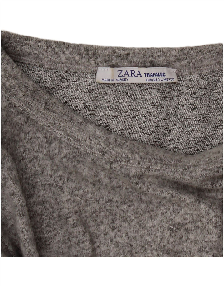 Top corto da donna Zara a maniche lunghe UK 14 grande grigio