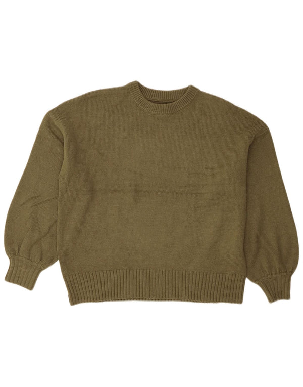 Maglione girocollo oversize corto da donna Jack Wills UK 8 piccolo kaki