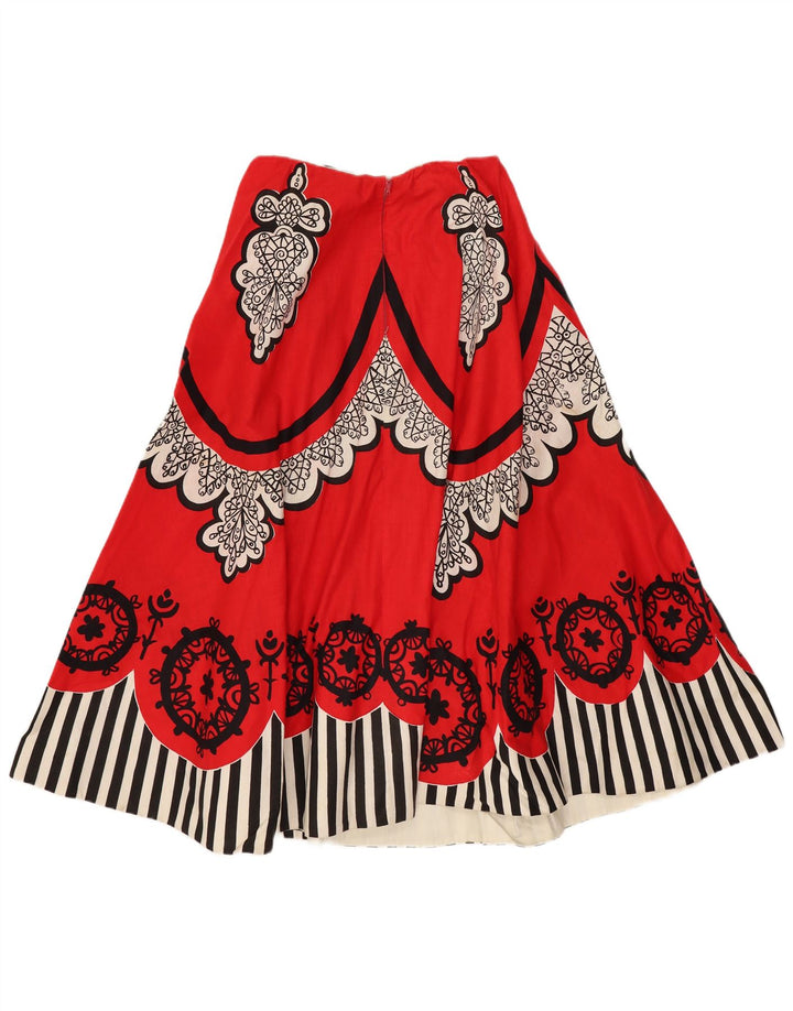 Gonna a trapezio da donna vintage W26 piccola rossa geometrica