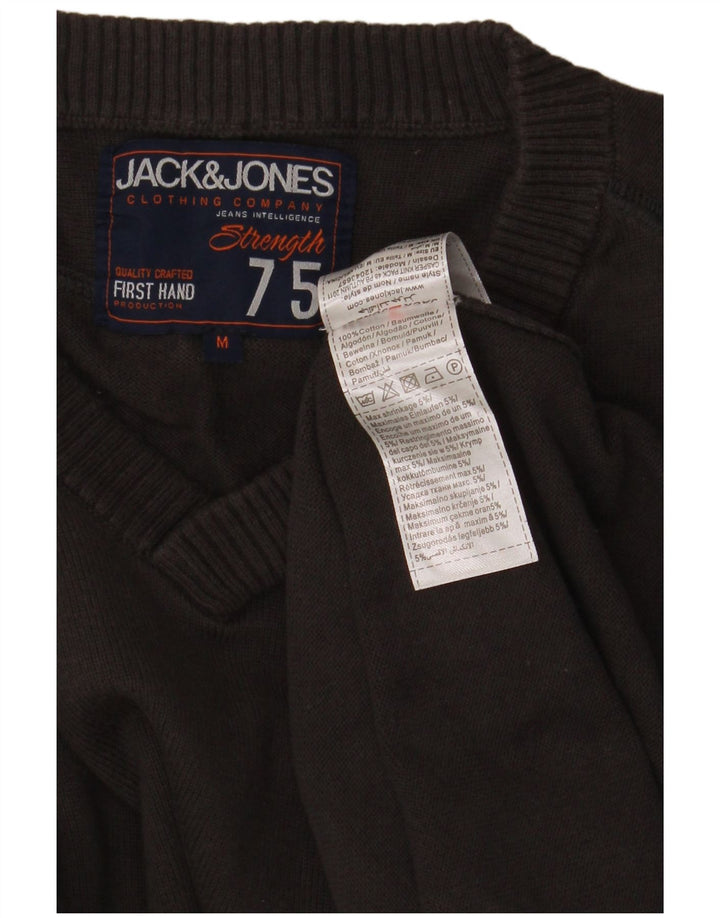 Maglione maglione con scollo a V da uomo Jack & Jones in cotone grigio medio