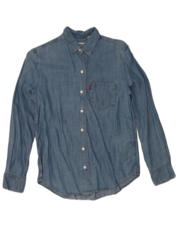 Levi's Camicia in denim da donna con vestibilità Boyfriend UK 2 2XS Lyocell blu