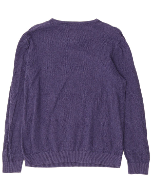 Maglione da uomo con scollo a V Fat Face in cotone blu medio