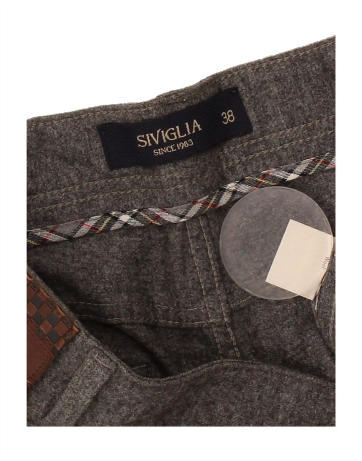 SIVIGLIA Womens Slim Casual Trousers W38 L28 Grey Wool Vintage SIVIGLIA and Second-Hand SIVIGLIA from Messina Hembry 
