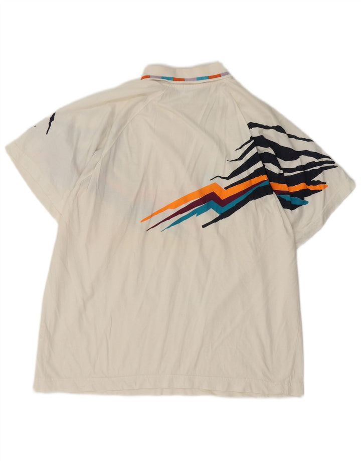 Polo grafica da uomo Lotto in cotone bianco medio