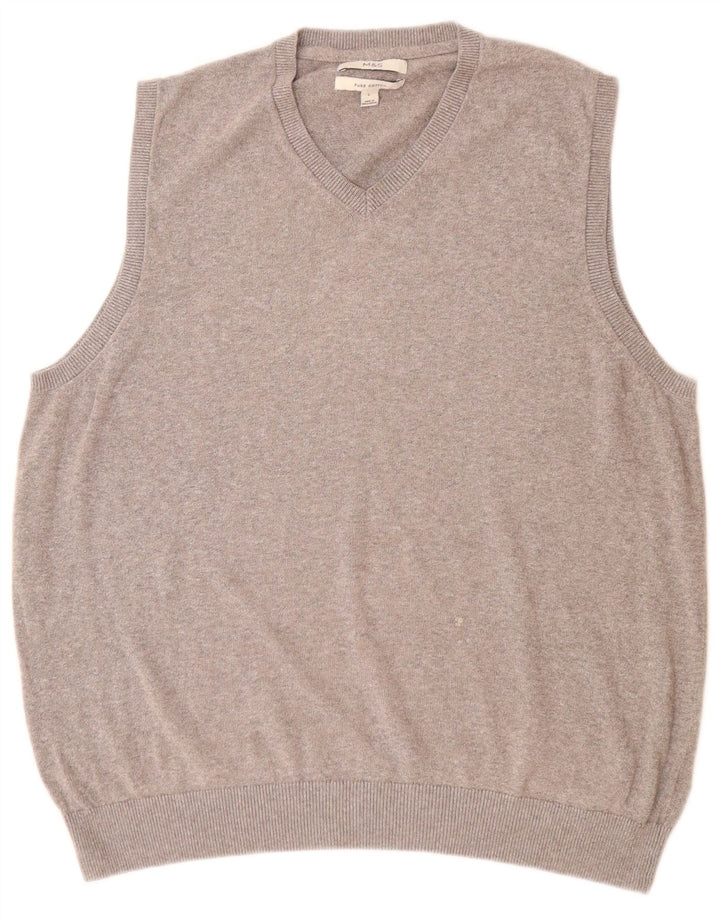 Canottiera da uomo Marks & Spencer grande in cotone grigio