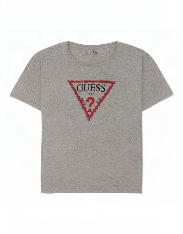 Guess Womens Oversized Graphic T-Shirt Top UK 8 Small Grey Cotton