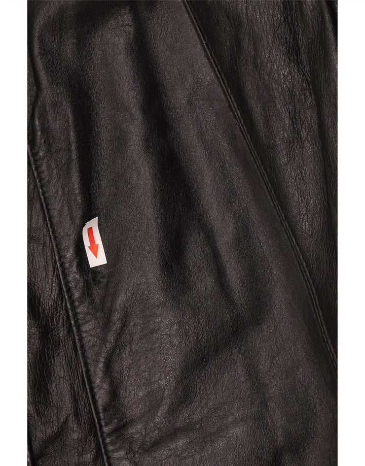 Cappotto in pelle vintage da donna UK 14 grande nero