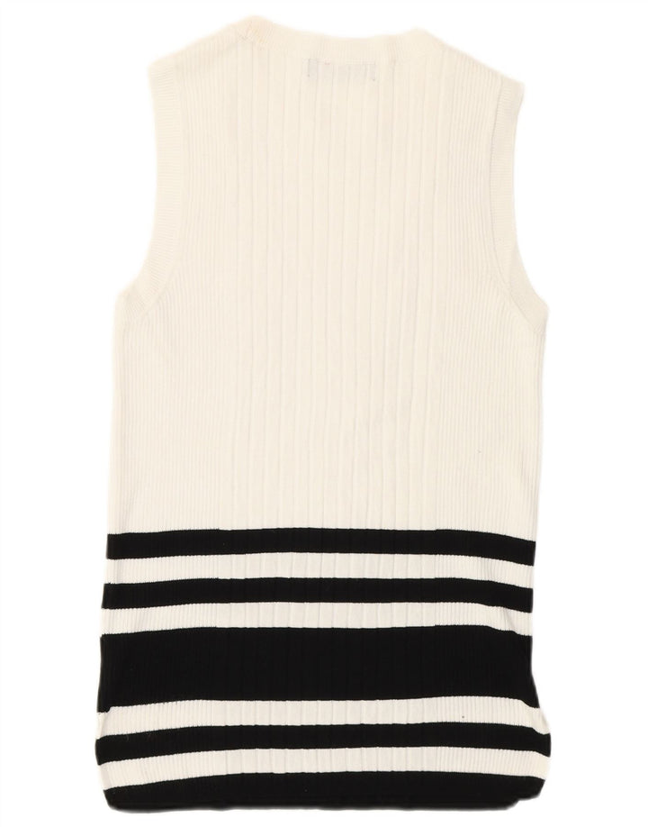 Canotta da donna Marks & Spencer UK 12 Viscosa a righe bianche medie