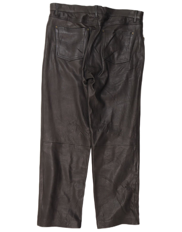 Pantaloni dritti in pelle da uomo Henson&Henson W40 L34 neri