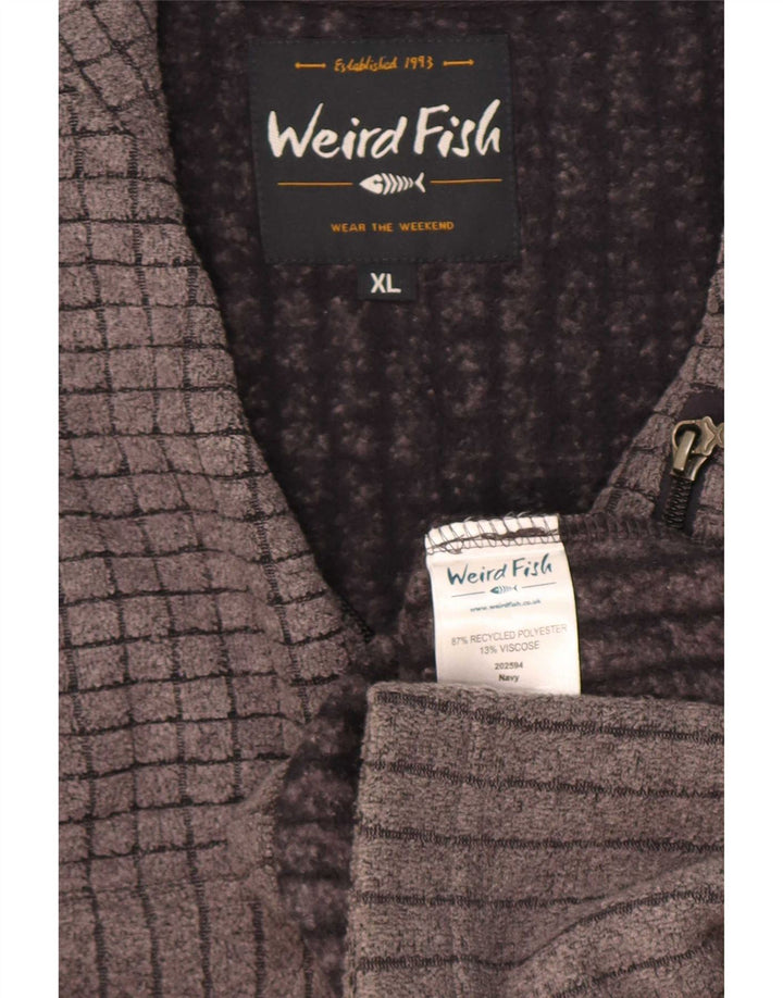 Maglione in pile da uomo con collo con zip Weird Fish XL poliestere grigio