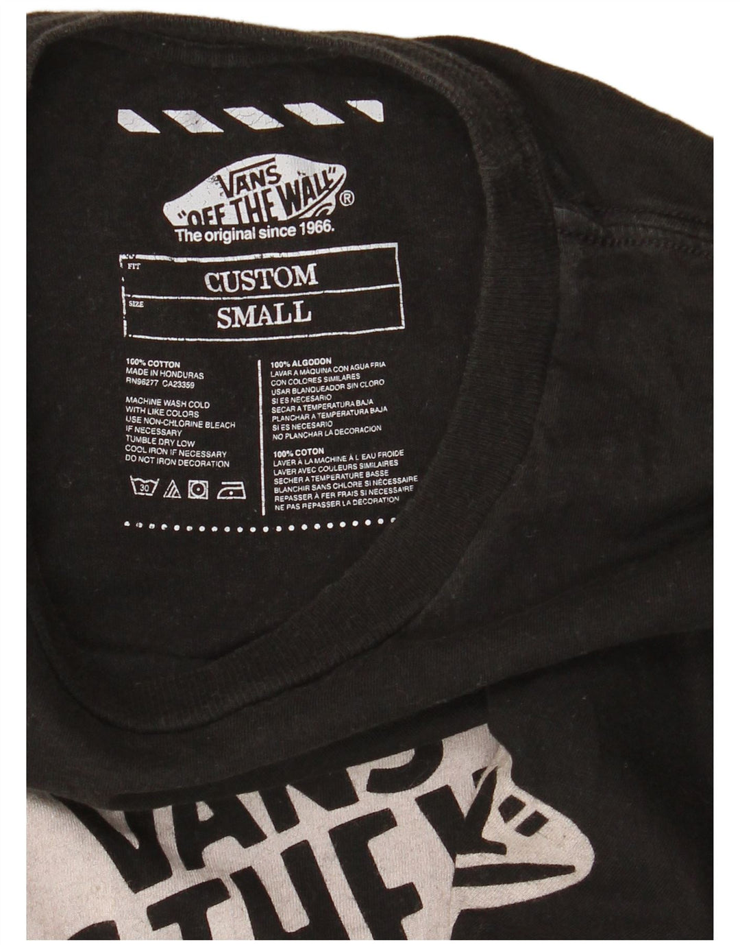 T-shirt grafica personalizzata da uomo Vans Top Small in cotone nero