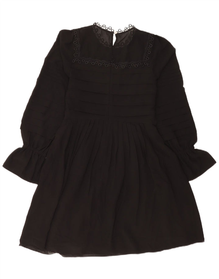 Abito a trapezio a maniche lunghe da donna Ted Baker taglia 2 piccolo in poliestere nero