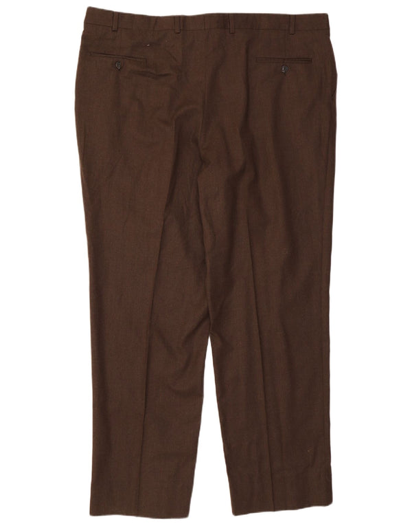 RALPH LAUREN Pantaloni da abito con pegging da uomo W46 L33 Lana marrone