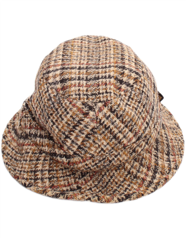 Cappello da pescatore vintage da uomo grande classico pied de poule beige