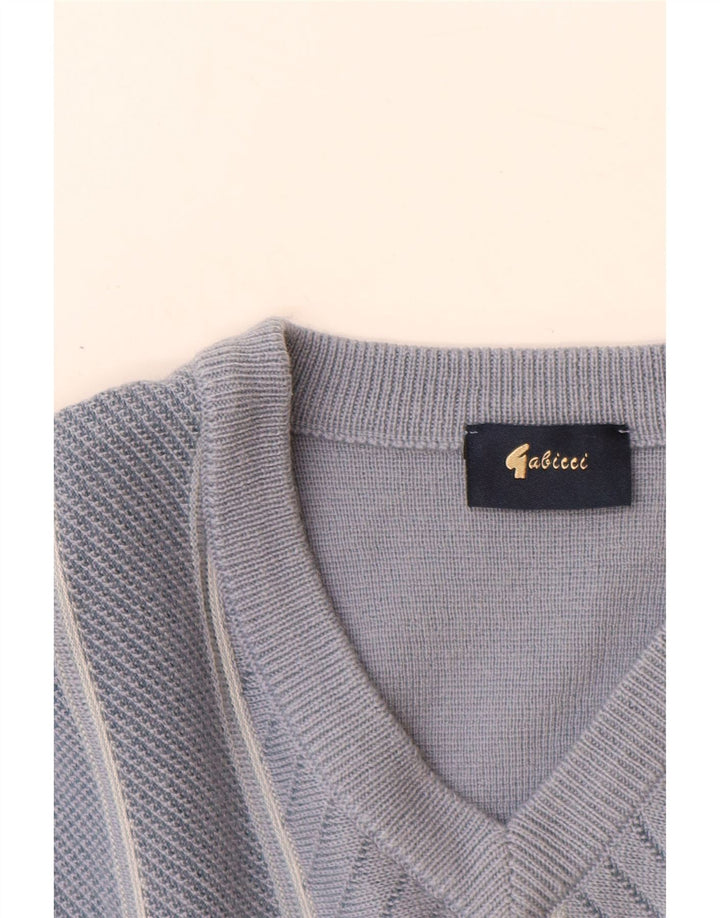 Maglione Gabicci da uomo con scollo a V in lana a righe blu medio