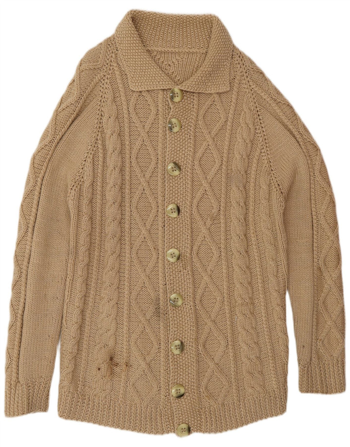 Maglione cardigan da uomo vintage beige medio