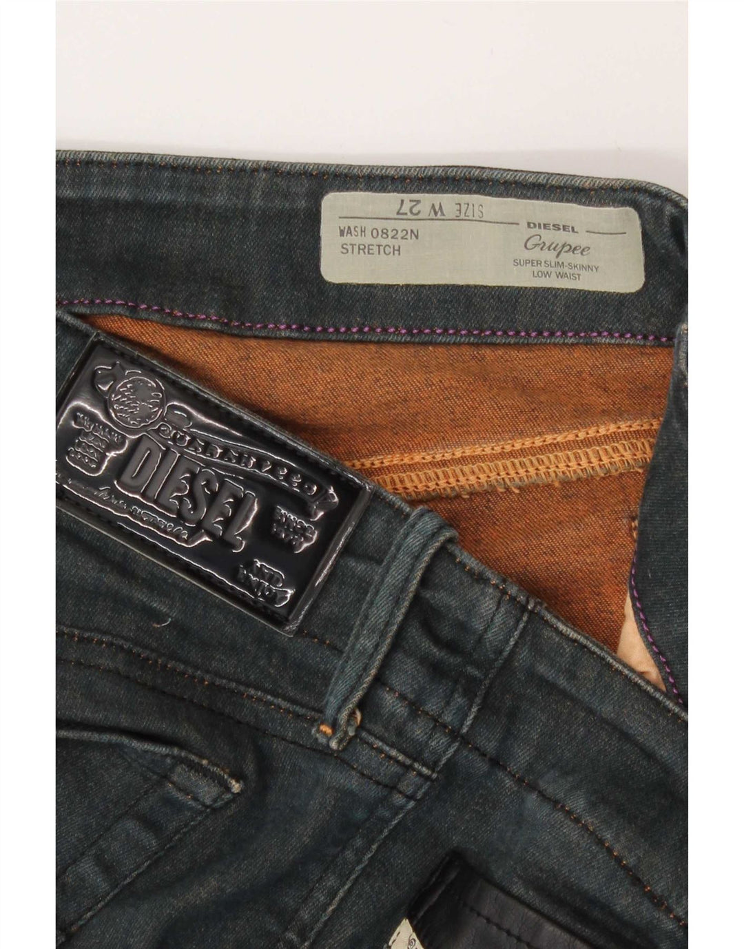 Pantaloncini di jeans Grupee da donna Diesel W27 piccoli in cotone blu navy