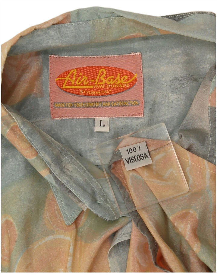 Camicia a maniche corte vintage da uomo con motivo astratto, grande, multicolore