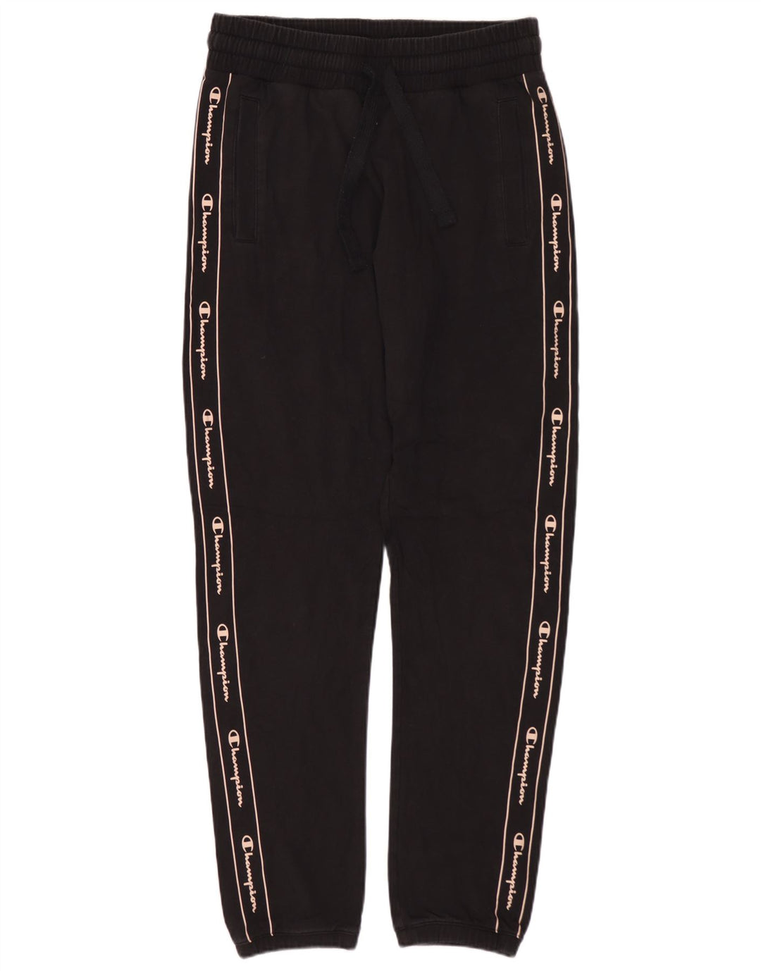 CHAMPION Pantaloni da tuta con grafica da donna Joggers UK 8 Small Cotone nero