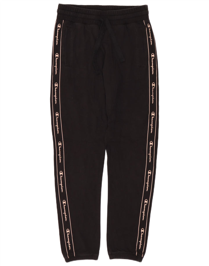 CHAMPION Pantaloni da tuta con grafica da donna Joggers UK 8 Small Cotone nero