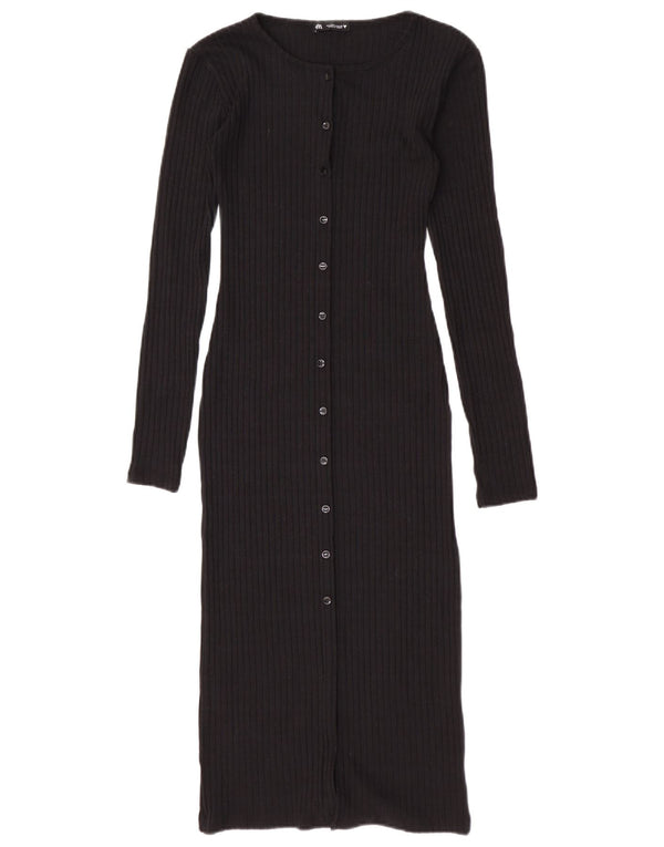 Maglione cardigan lungo da donna Zara UK 8 piccolo poliestere nero