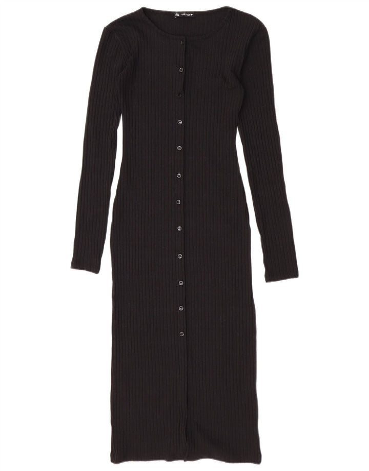 Maglione cardigan lungo da donna Zara UK 8 piccolo poliestere nero