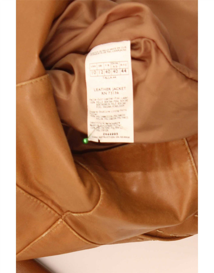 Giacca in pelle da donna vintage UK 12 in pelle marrone medio