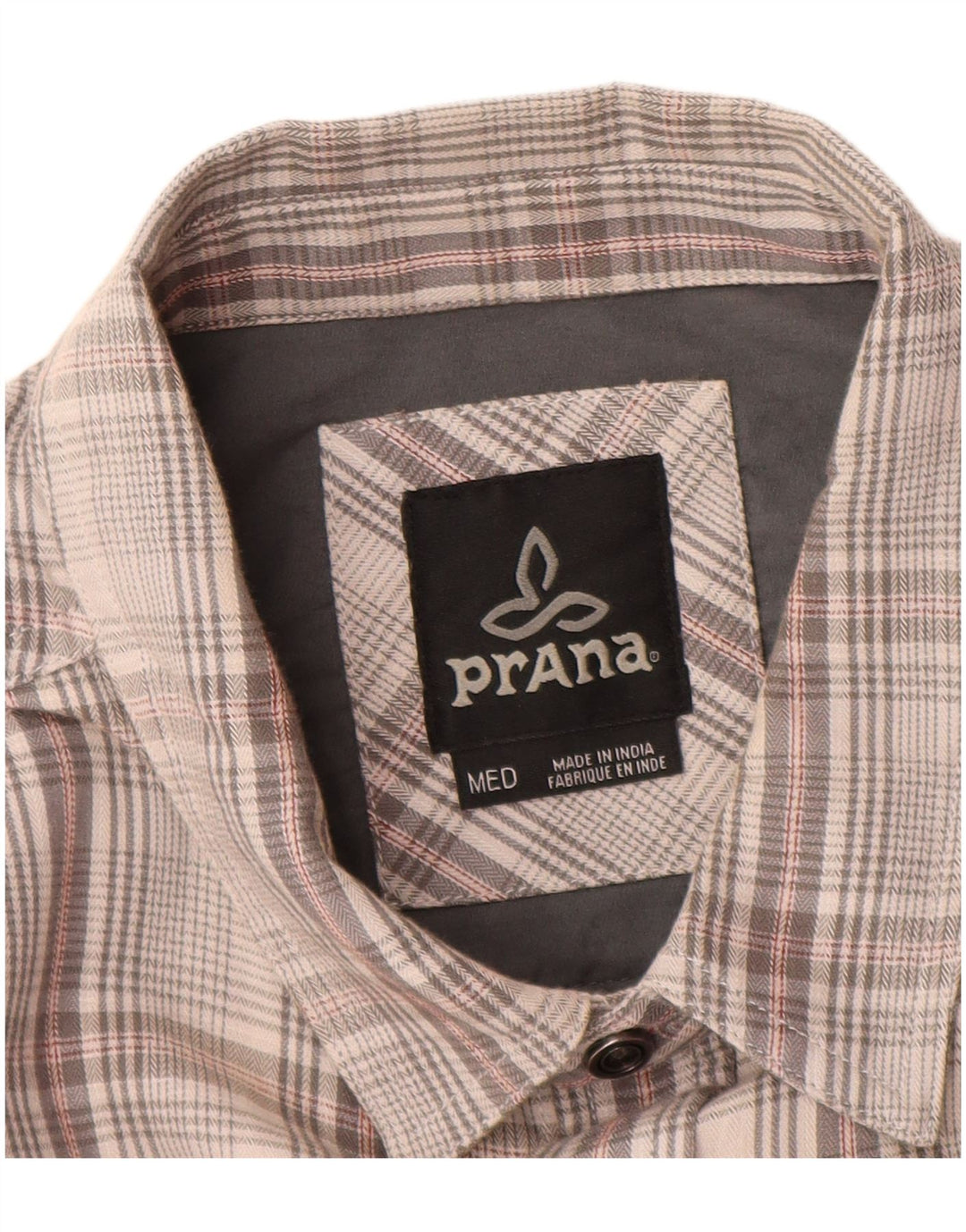 PRANA Camicia da uomo in flanella di cotone a quadri grigio medio