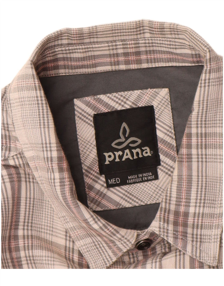 PRANA Camicia da uomo in flanella di cotone a quadri grigio medio