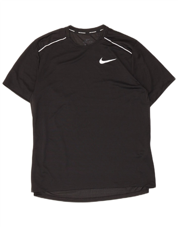 T-shirt Nike da uomo Dri Fit, top in poliestere nero medio