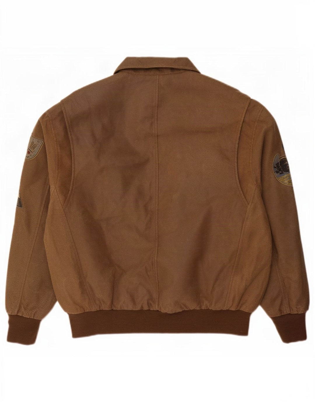 Giacca in pelle grafica da uomo Monroe & Main grande marrone