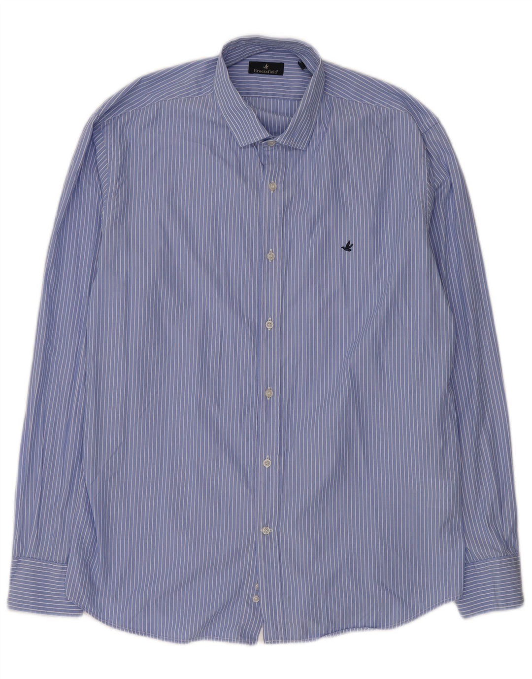 Camicia da uomo Brooksfield Classica in cotone gessato blu medio