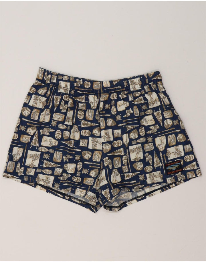 Pantaloncini da bagno da uomo VINTAGE grandi blu navy geometrici