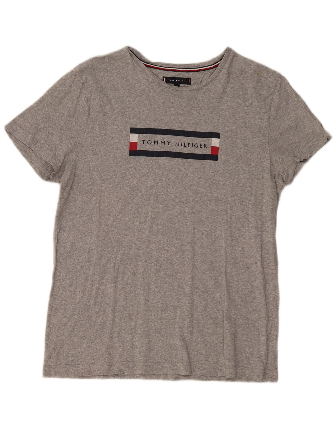 T-shirt grafica da donna Tommy Hilfiger Top grande in cotone grigio